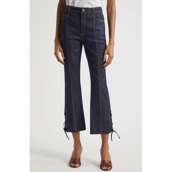 NEW CINQ A SEPT lace up shannon pants in blue